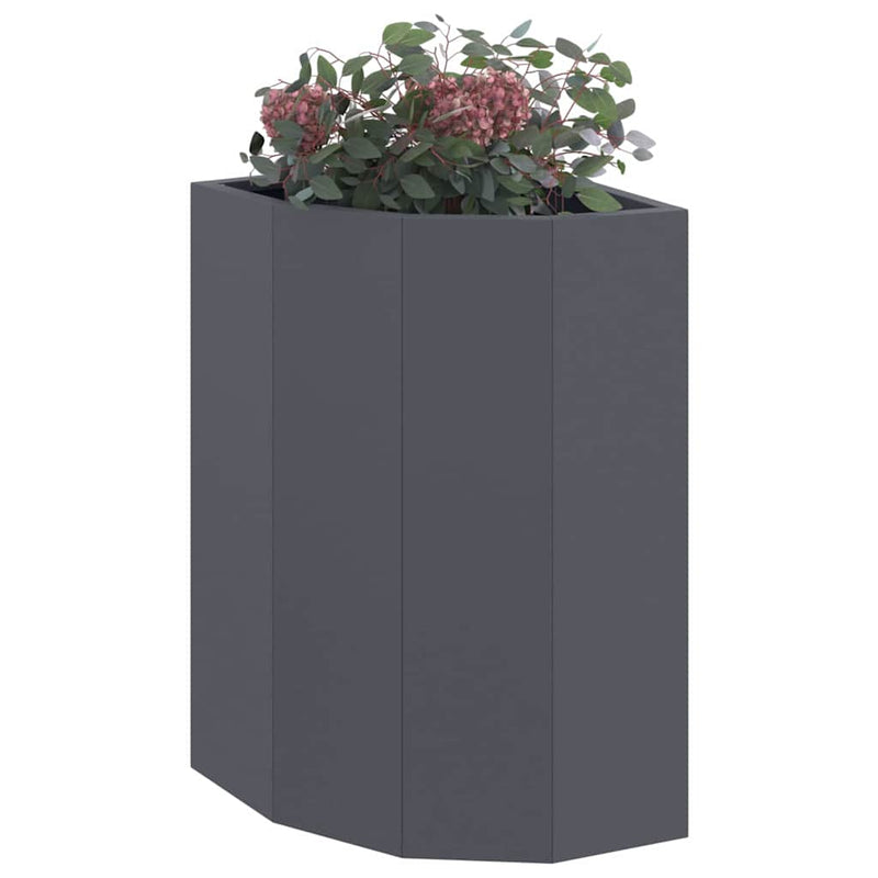 Afbeelding laden in galerijviewer, Vidaxl hoek plantbak antraciet 30 x 30 x 50 cm staal
