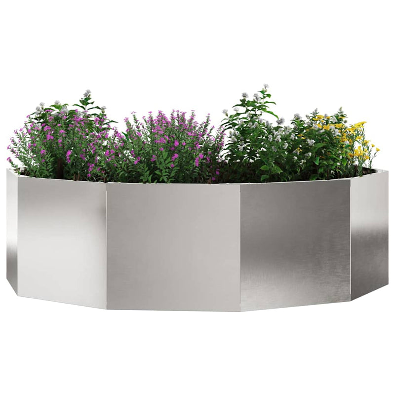 Afbeelding laden in galerijviewer, Vidaxl plantenbak zilver 120 x 120 x 35 cm roestvrij staal