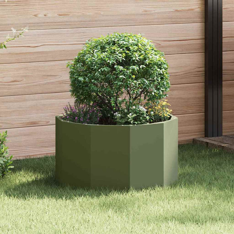 ギャラリービューアに画像をロードする, Vidaxl plantenbak olijf groen 60 x 60 x 35 cm staal