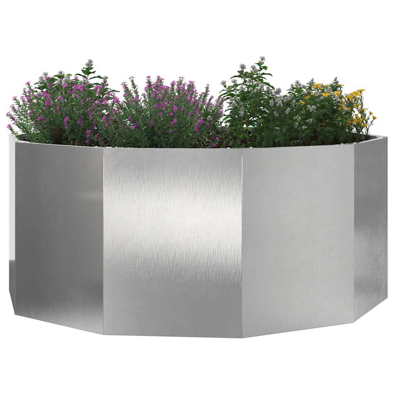 Afbeelding laden in galerijviewer, Vidaxl plantenbak zilver 120 x 120 x 50 cm roestvrij staal