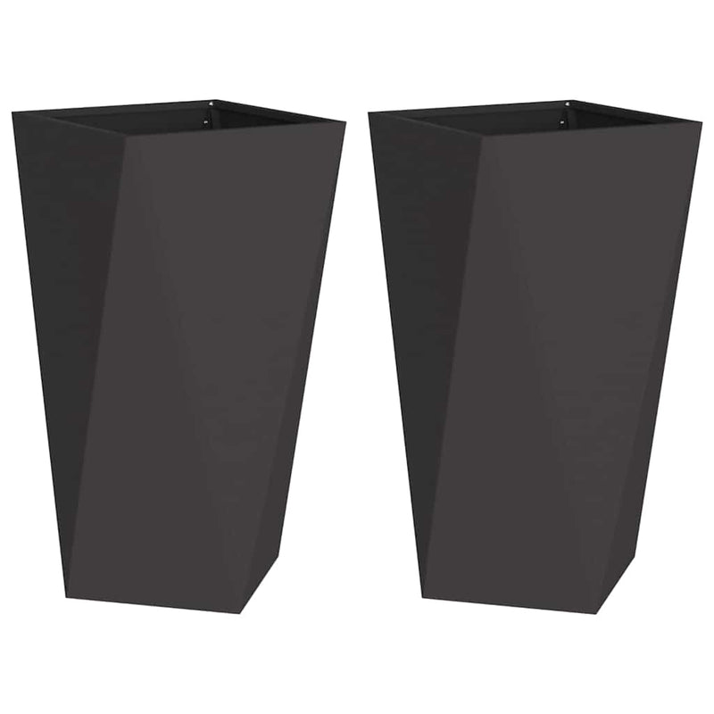 ギャラリービューアに画像をロードする, Vidaxl plantenbak 2 pcs zwart 40 x 40 x 75 cm staal
