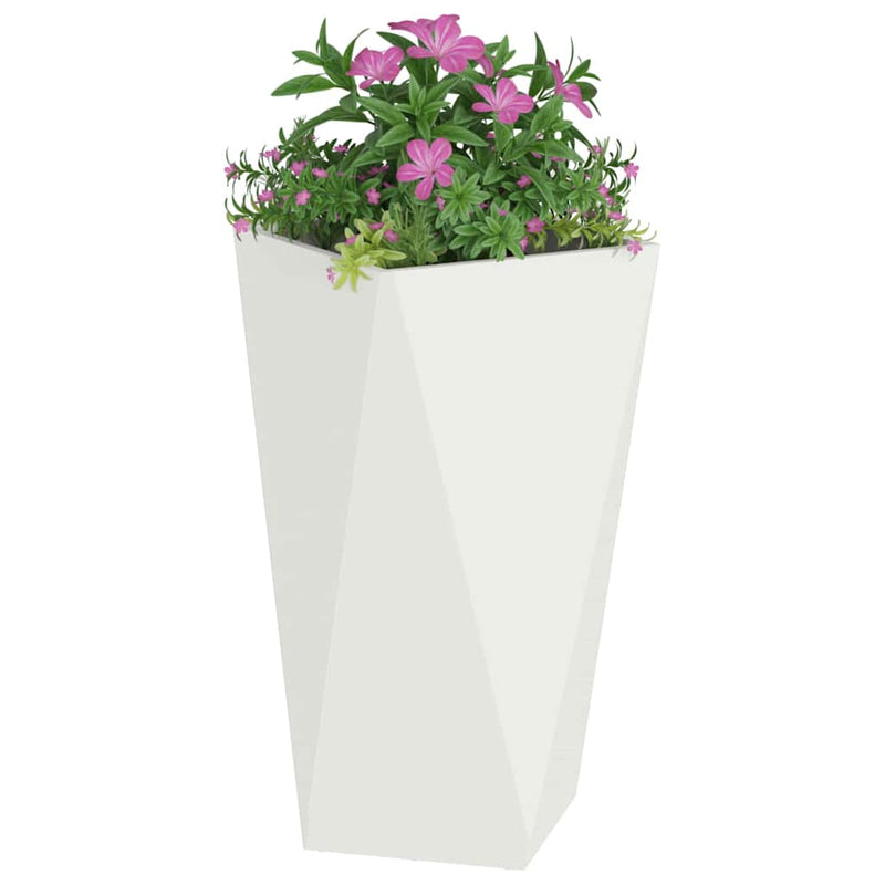 Afbeelding laden in galerijviewer, Vidaxl plantenbak wit 40 x 40 x 75 cm staal