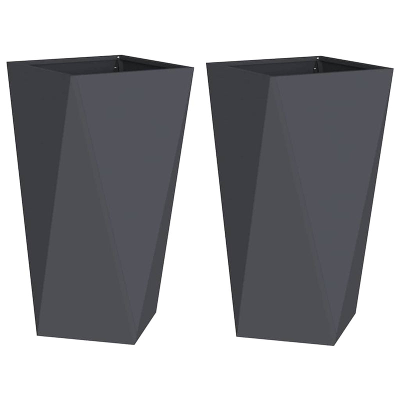Afbeelding laden in galerijviewer, Vidaxl plantenbak 2 pcs antraciet 40 x 40 x 75 cm staal