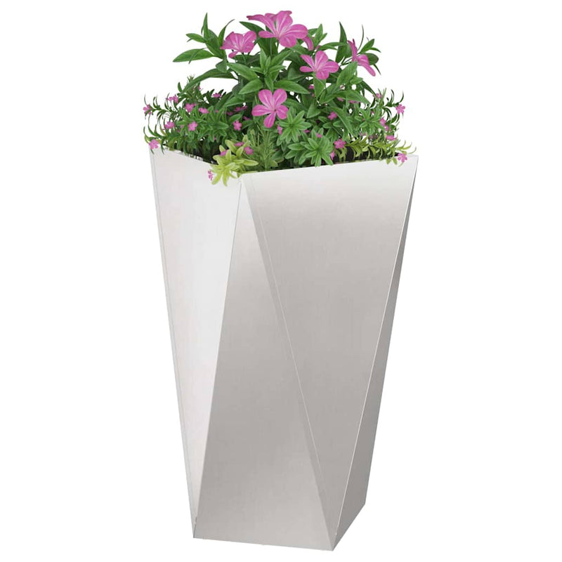 Afbeelding laden in galerijviewer, Vidaxl plantenbak zilver 40 x 40 x 75 cm roestvrij staal