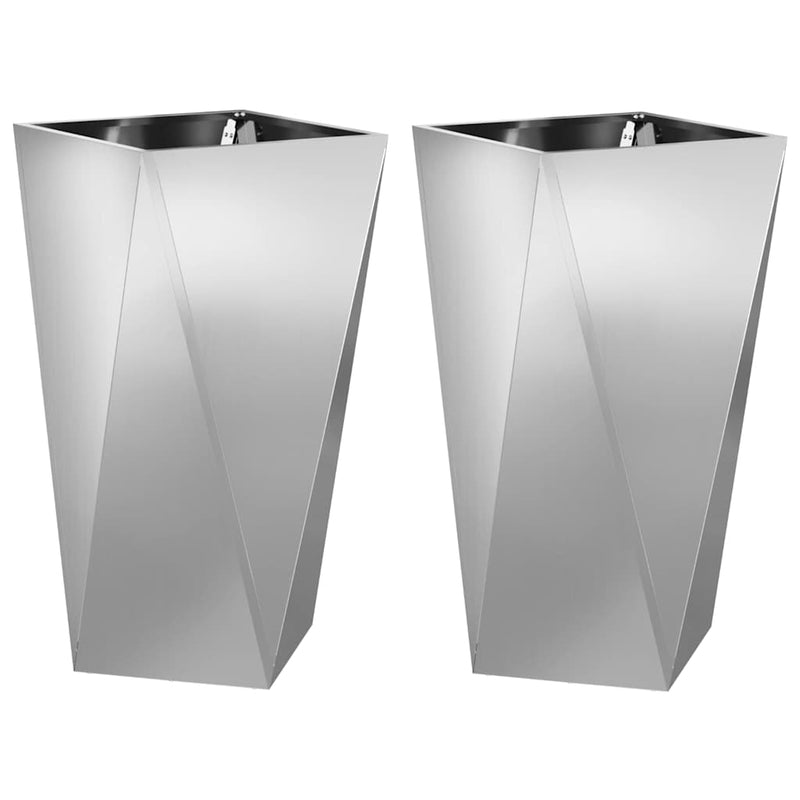 Afbeelding laden in galerijviewer, Vidaxl plantenbak 2 pcs zilver 40 x 40 x 75 cm gegalvaniseerd staal