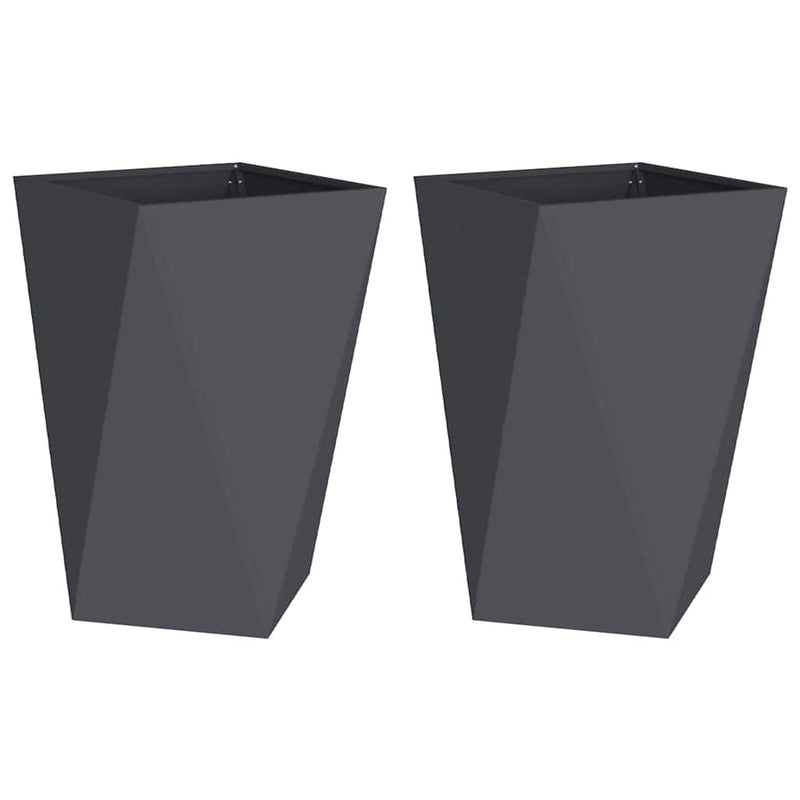 Afbeelding laden in galerijviewer, Vidaxl plantenbak 2 pcs antraciet 50 x 50 x 75 cm staal
