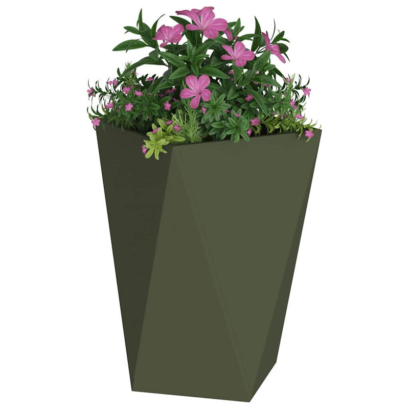 Afbeelding laden in galerijviewer, Vidaxl plantenbak 2 pcs olijf groen 50 x 50 x 75 cm staal