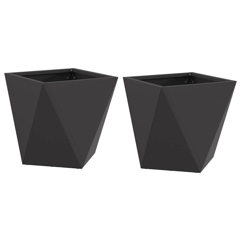 Afbeelding laden in galerijviewer, Vidaxl plantenbak 2 pcs zwart 30 x 30 x 30 cm staal