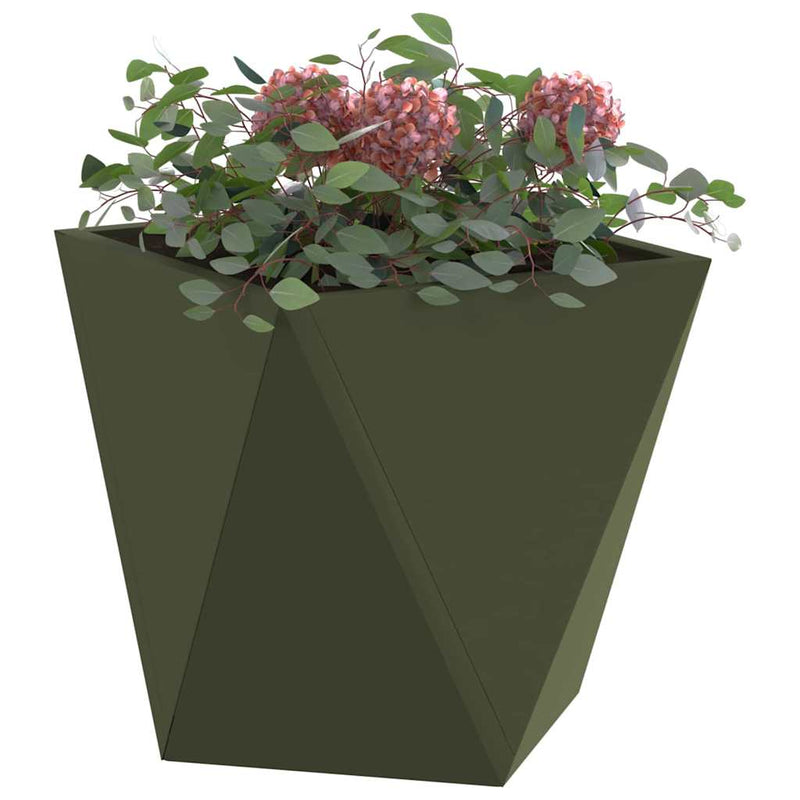 Afbeelding laden in galerijviewer, Vidaxl plantenbak 2 pcs olijf groen 30 x 30 x 30 cm staal