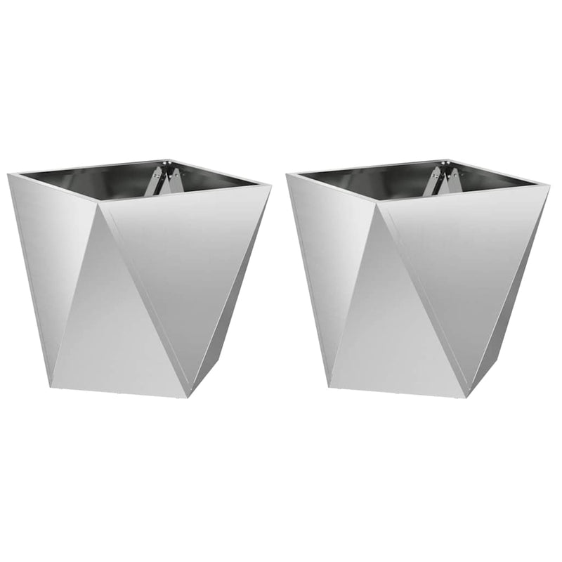 Afbeelding laden in galerijviewer, Vidaxl plantenbak 2 pcs zilver 50 x 50 x 50 cm gegalvaniseerd staal