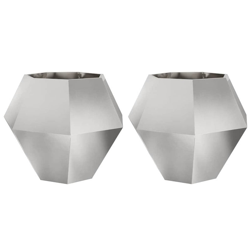 Afbeelding laden in galerijviewer, Vidaxl plantenbak 2 pcs zilver 100 x 100 x 80 cm roestvrij staal