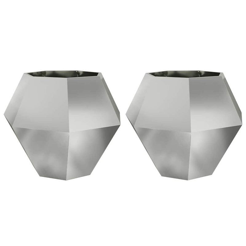 Afbeelding laden in galerijviewer, Vidaxl plantenbak 2 pcs zilver 100 x 100 x 80 cm gegalvaniseerd staal