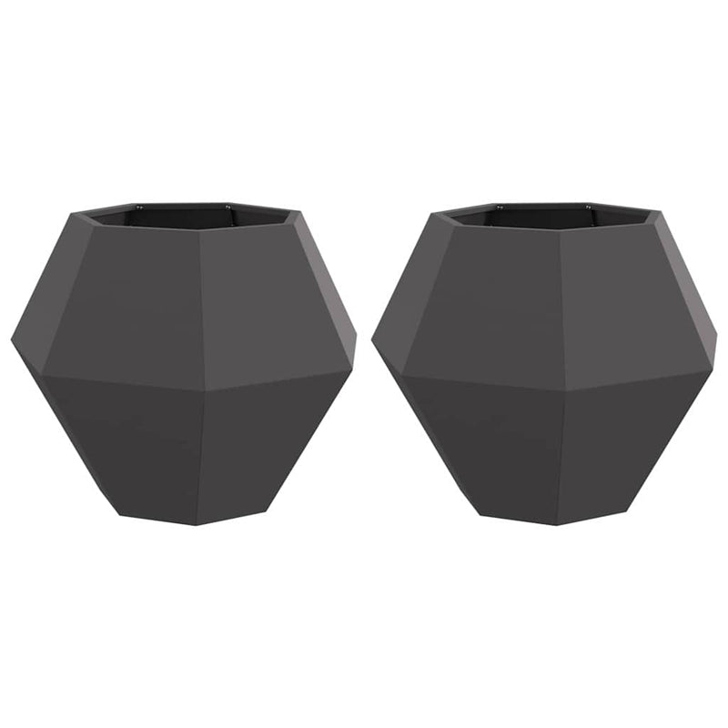 Afbeelding laden in galerijviewer, Vidaxl plantenbak 2 pcs zwart 75 x 75 x 60 cm staal