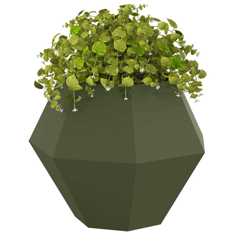 Afbeelding laden in galerijviewer, Vidaxl plantenbak 2 pcs olijf groen 75 x 75 x 60 cm staal
