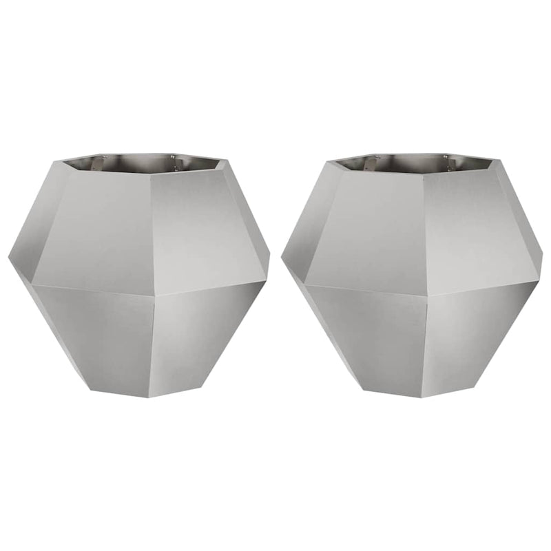 Afbeelding laden in galerijviewer, Vidaxl plantenbak 2 pcs zilver 75 x 75 x 60 cm roestvrij staal