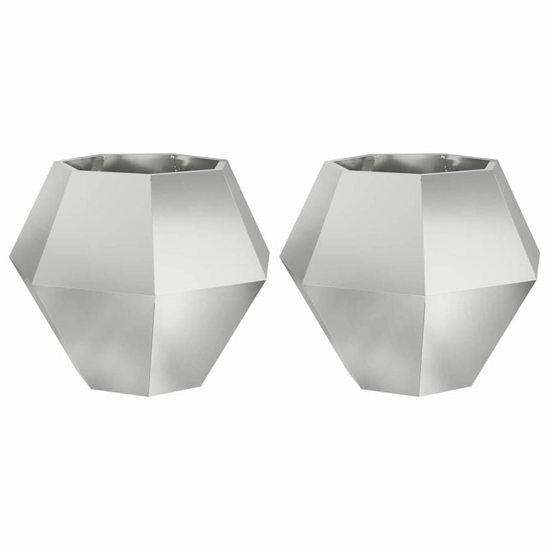 Afbeelding laden in galerijviewer, Vidaxl plantenbak 2 pcs zilver 75 x 75 x 60 cm gegalvaniseerd staal