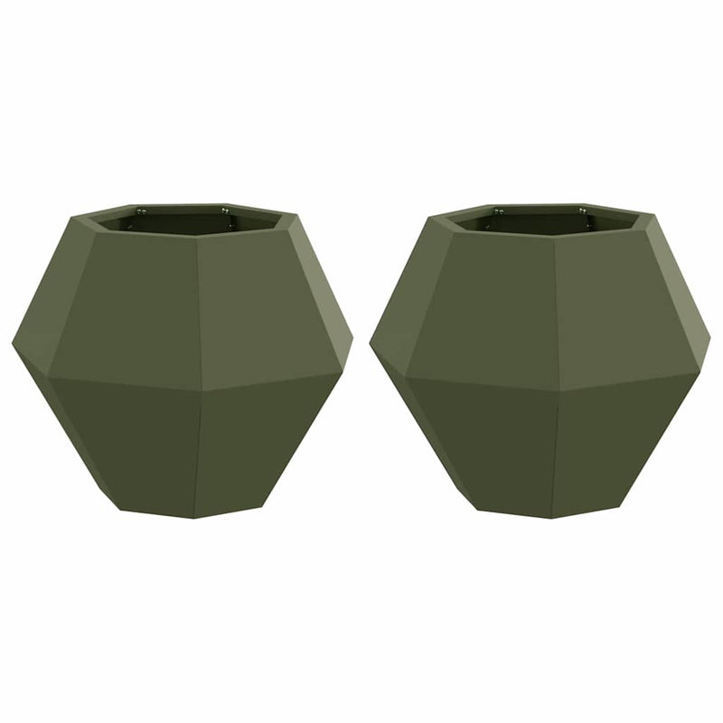 Afbeelding laden in galerijviewer, Vidaxl plantenbak 2 pcs olijf groen 50 x 50 x 40 cm staal