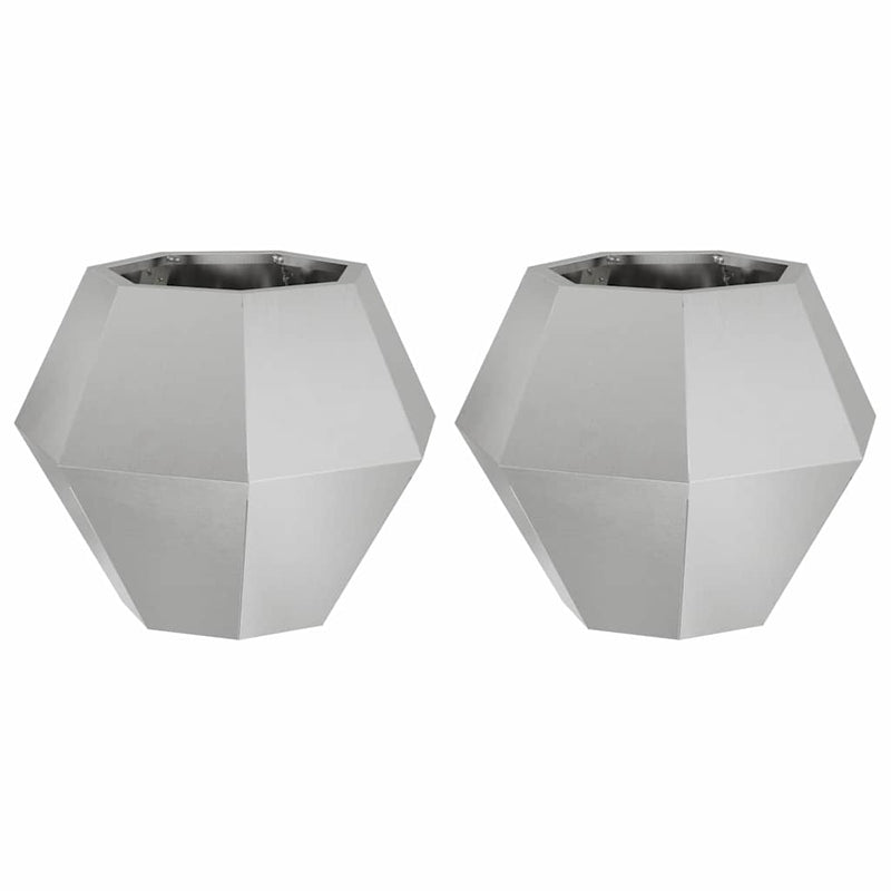 Afbeelding laden in galerijviewer, Vidaxl plantenbak 2 pcs zilver 50 x 50 x 40 cm roestvrij staal