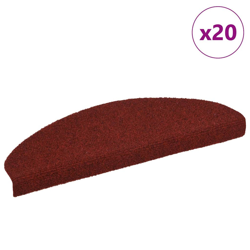Afbeelding laden in galerijviewer, Vidaxl trapmatten zelfklevend 20 stuks 65x21x4 cm bordeaux rood halfrond groot