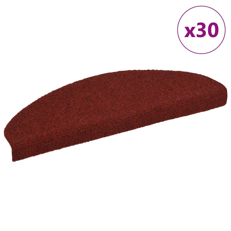 Afbeelding laden in galerijviewer, Vidaxl trapmatten zelfklevend 30 stuks 65x21x4 cm bordeaux rood halfrond groot