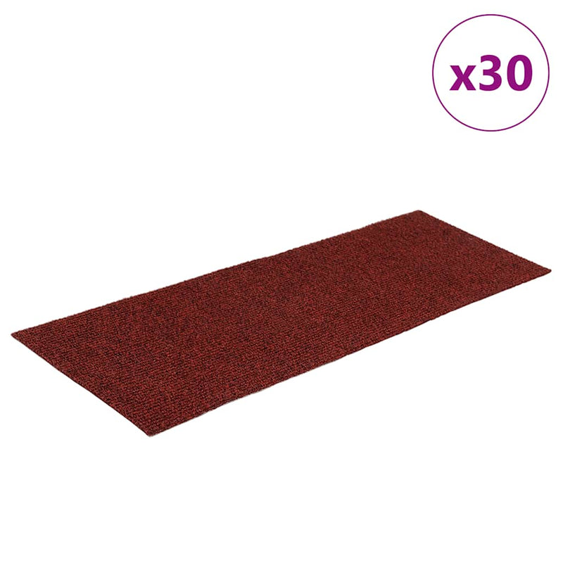 Afbeelding laden in galerijviewer, Vidaxl trapmatten zelfklevend 30 stuks 60x25 cm bordeaux rood rechthoekig