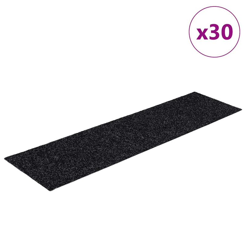 Afbeelding laden in galerijviewer, Vidaxl trapmatten zelfklevend 30 stuks 76x20 cm zwart rechthoekig