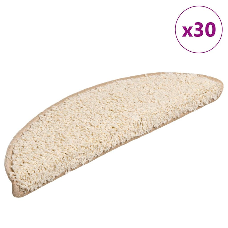 Afbeelding laden in galerijviewer, Vidaxl trapmatten 30 st 56x17x3 cm crème halfrond