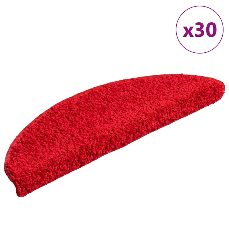 Afbeelding laden in galerijviewer, Vidaxl trapmatten 30 st 56x17x3 cm rood halfrond