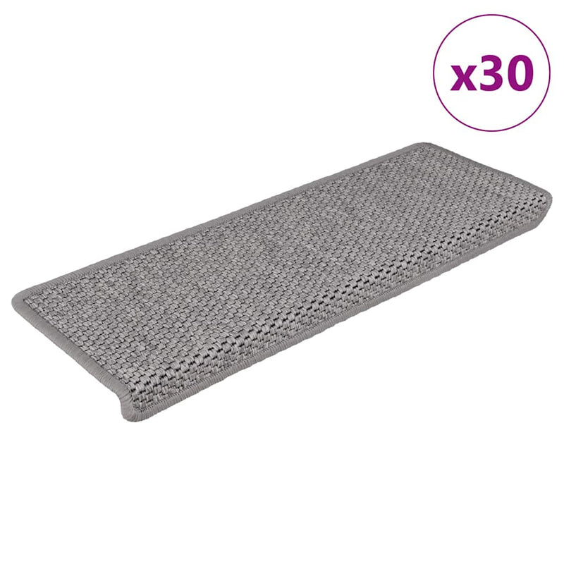 ギャラリービューアに画像をロードする, Vidaxl trapmatten zelfklevend sisal-look 30 st 65x21x4cm zilverkleurig
