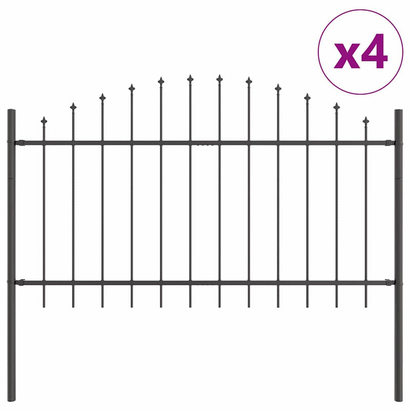 Afbeelding laden in galerijviewer, Vidaxl tuinhek 4 pcs grijs 170 x 140 cm gepoedercoat staal
