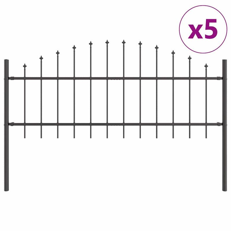 Afbeelding laden in galerijviewer, Vidaxl tuinhek 5 pcs grijs 170 x 140 cm gepoedercoat staal
