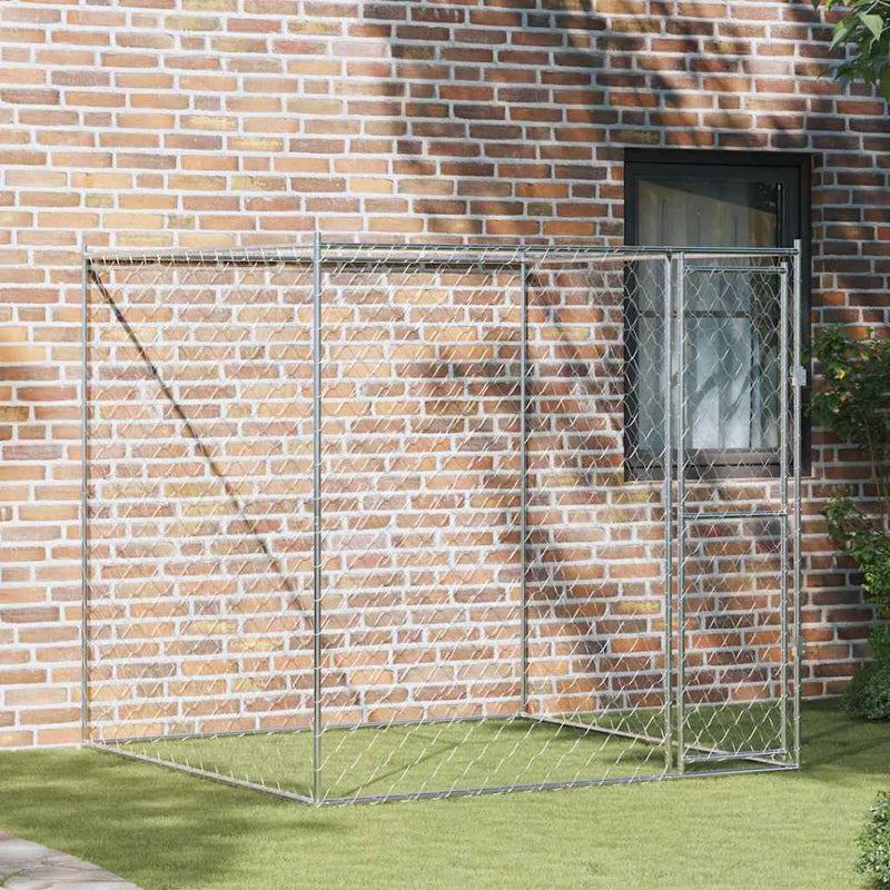 Afbeelding laden in galerijviewer, Vidaxl hondenbench zilver 200 x 200 x 200 cm gegalvaniseerd staal