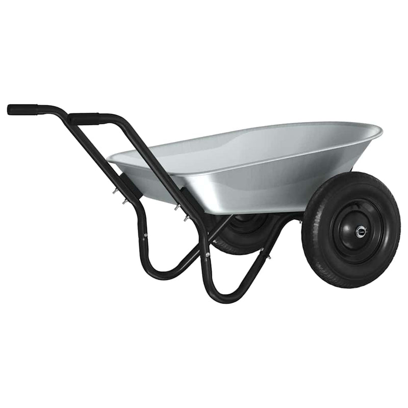 Afbeelding laden in galerijviewer, Vidaxl kruiwagen zilver en zwart 124 x 73 x 65 cm staal