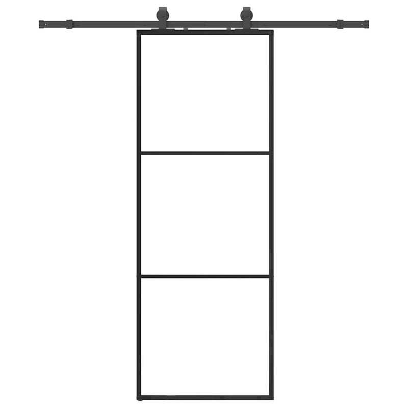 ギャラリービューアに画像をロードする, Vidaxl schuifdeur met beslagset 76x205 cm esg glas zwart