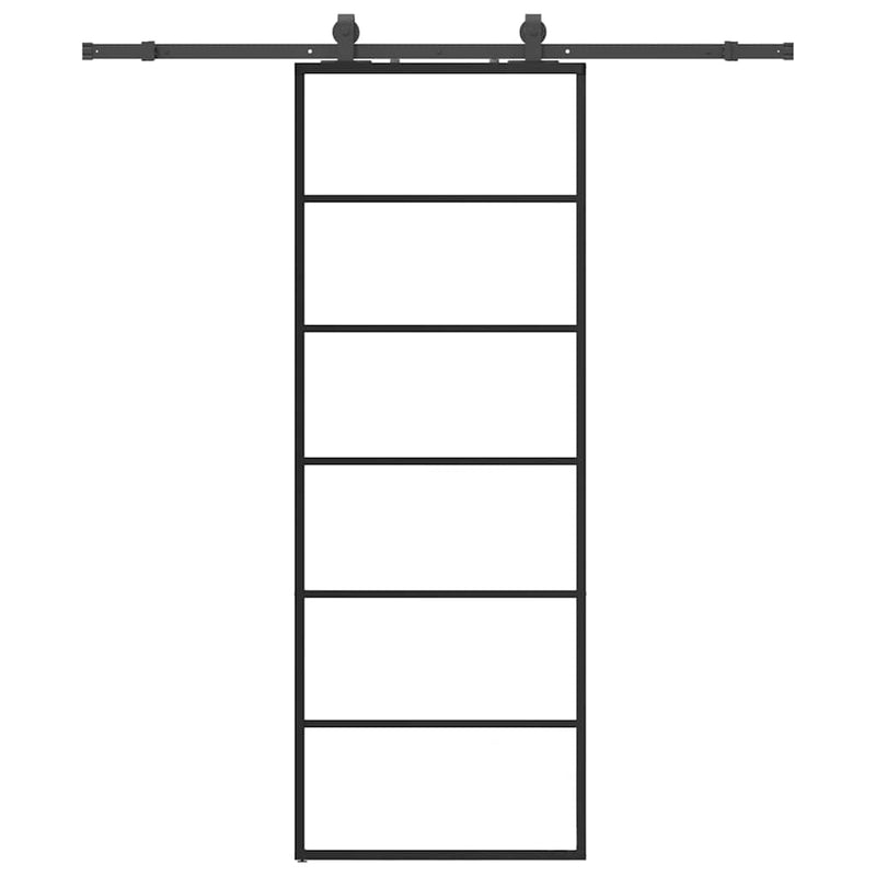 ギャラリービューアに画像をロードする, Vidaxl schuifdeur met beslagset 76x205 cm esg glas zwart