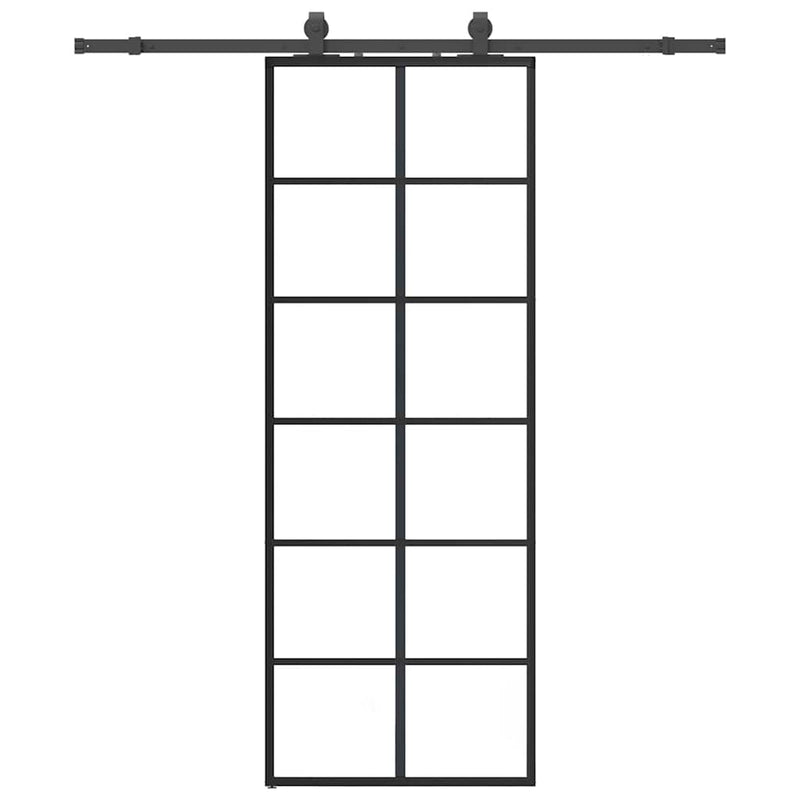 ギャラリービューアに画像をロードする, Vidaxl schuifdeur met beslagset 76x205 cm esg glas zwart