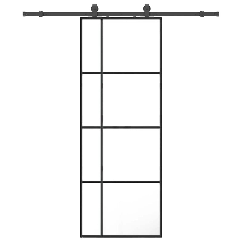 ギャラリービューアに画像をロードする, Vidaxl schuifdeur met beslagset 76x205 cm esg glas zwart