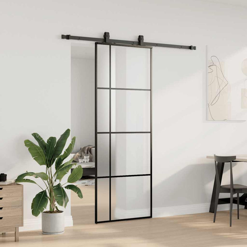 ギャラリービューアに画像をロードする, Vidaxl schuifdeur met beslagset 76x205 cm esg glas zwart