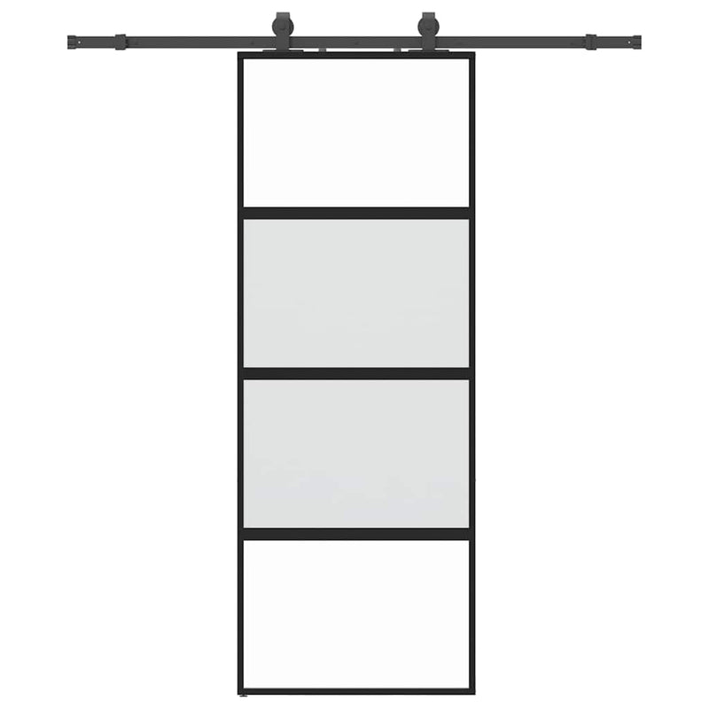 Afbeelding laden in galerijviewer, Vidaxl schuifdeur met beslagset 76x205 cm gehard glas zwart