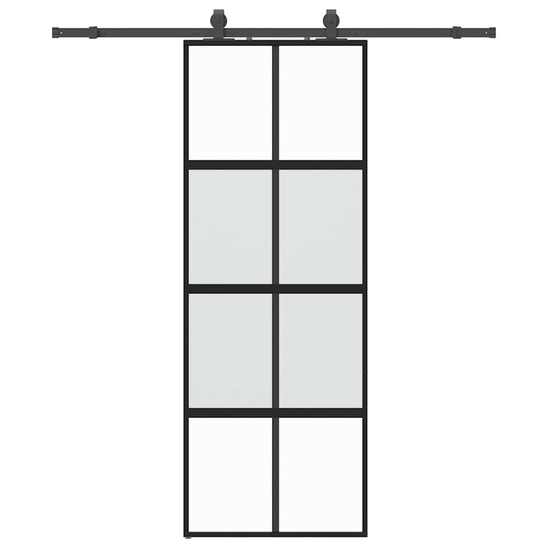 Afbeelding laden in galerijviewer, Vidaxl schuifdeur met beslagset 76x205 cm gehard glas zwart