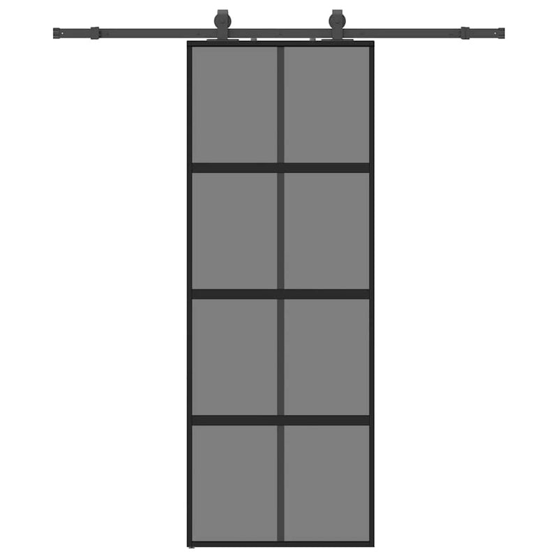 Afbeelding laden in galerijviewer, Vidaxl schuifdeur met beslagset 76x205 cm gehard glas zwart