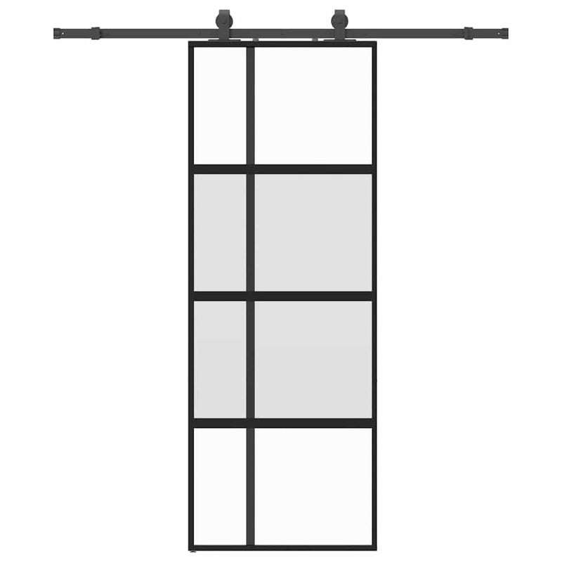 Afbeelding laden in galerijviewer, Vidaxl schuifdeur met beslagset 76x205 cm gehard glas zwart