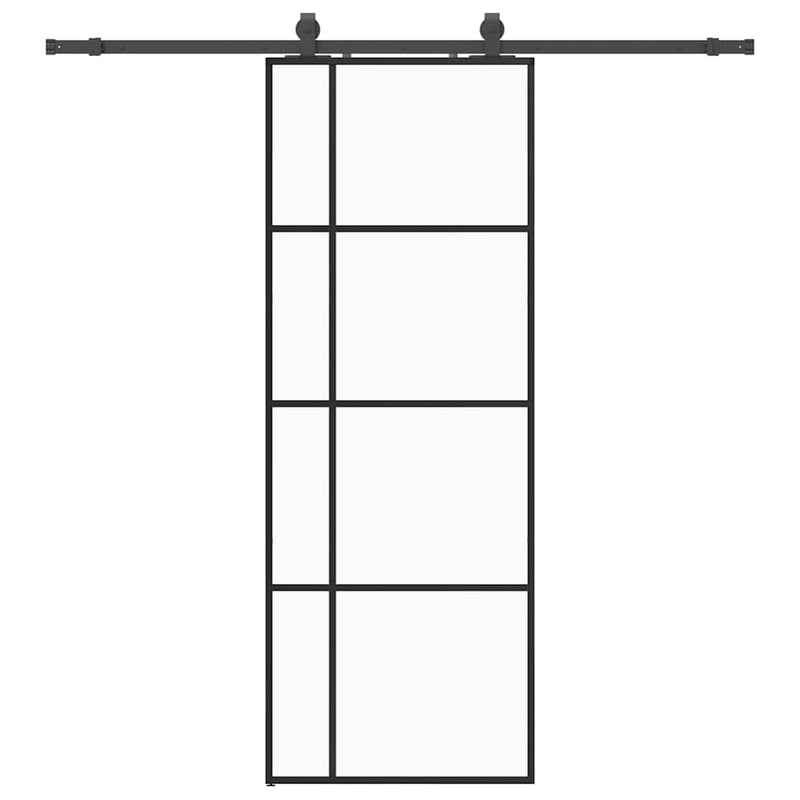Chargez l'image dans la visionneuse de la galerie, Vidaxl schuifdeur met beslagset 76x205 cm esg glas zwart