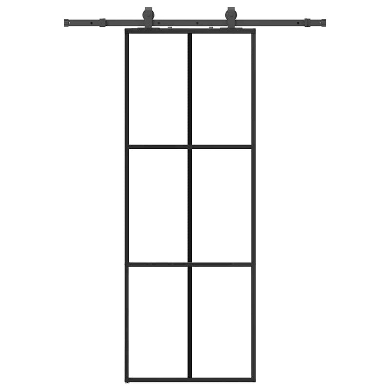 Chargez l'image dans la visionneuse de la galerie, Vidaxl schuifdeur met beslagset 76x205 cm esg glas zwart