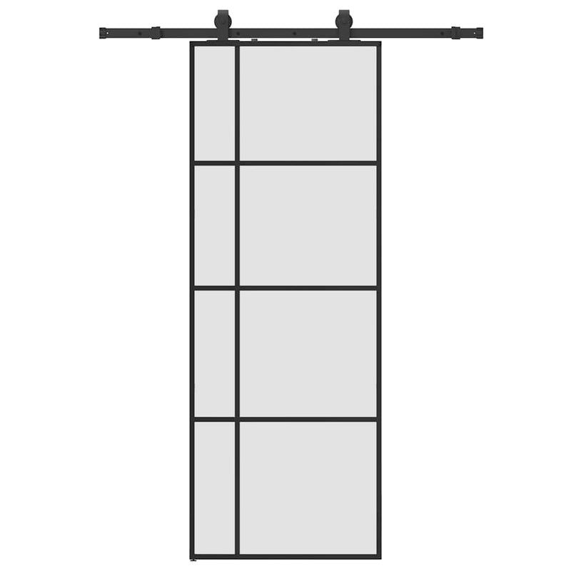 Chargez l'image dans la visionneuse de la galerie, Vidaxl schuifdeur met beslagset 76x205 cm esg glas zwart
