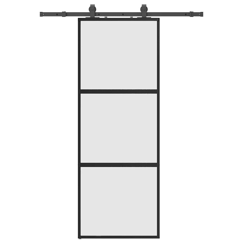 Chargez l'image dans la visionneuse de la galerie, Vidaxl schuifdeur met beslagset 76x205 cm gehard glas zwart