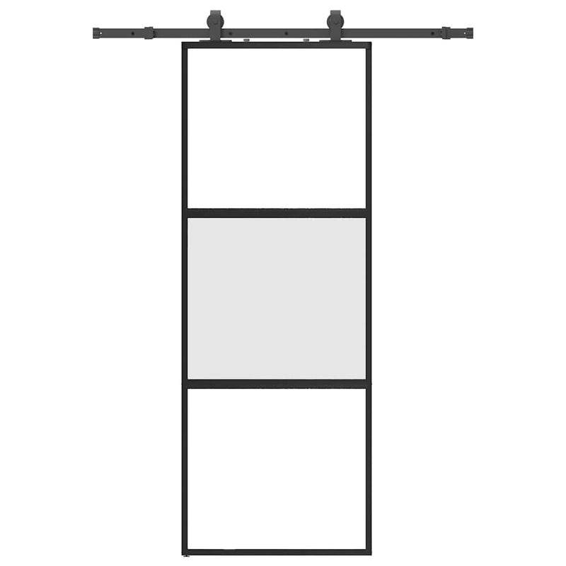 Chargez l'image dans la visionneuse de la galerie, Vidaxl schuifdeur met beslagset 76x205 cm gehard glas zwart