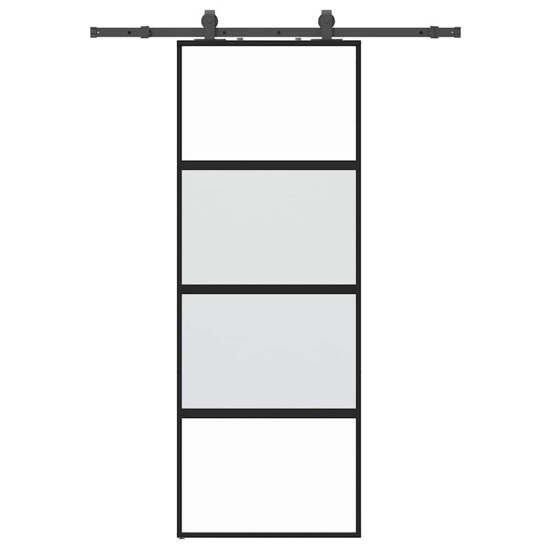 Chargez l'image dans la visionneuse de la galerie, Vidaxl schuifdeur met beslagset 76x205 cm gehard glas zwart