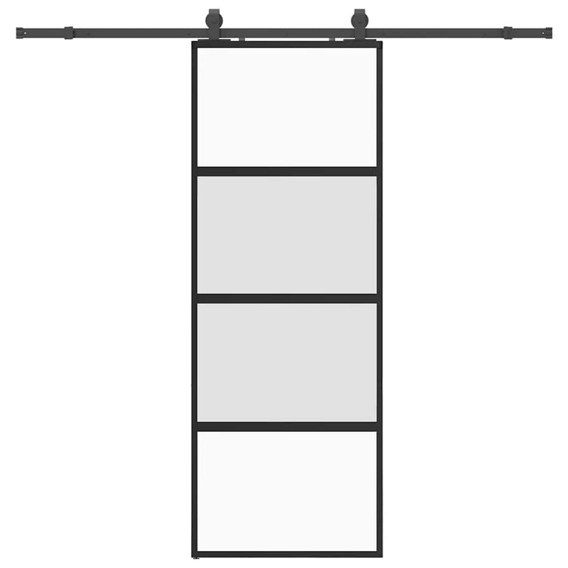 Afbeelding laden in galerijviewer, Vidaxl schuifdeur met beslagset 76x205 cm gehard glas zwart