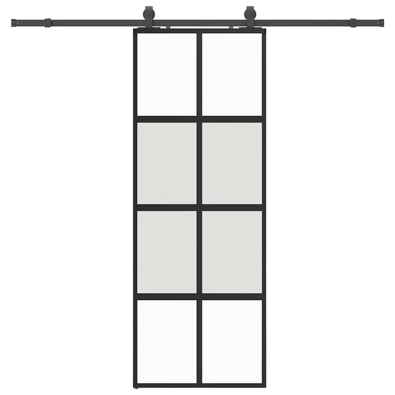 Chargez l'image dans la visionneuse de la galerie, Vidaxl schuifdeur met beslagset 76x205 cm gehard glas zwart
